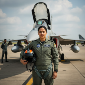 IAF pilot in flight suit with fighter aircraft — AFCAT Flying Branch