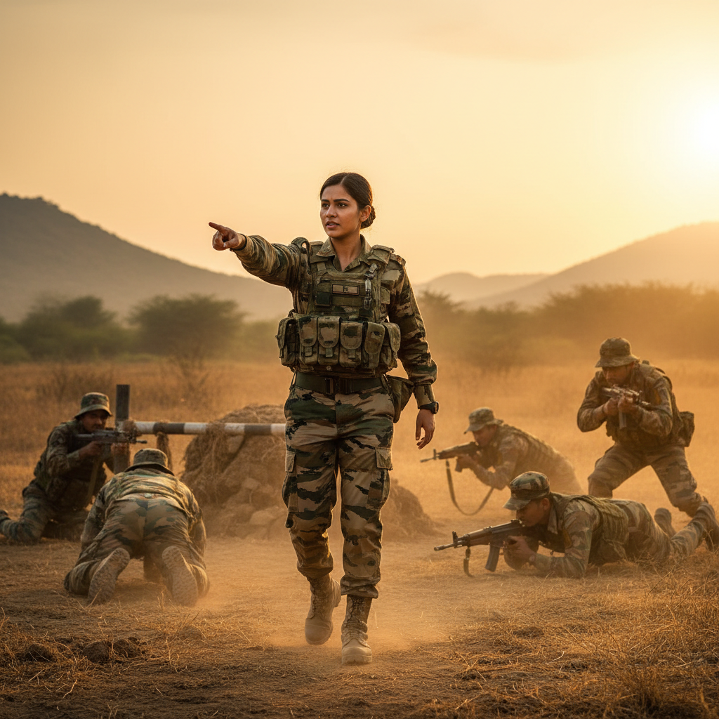 Indian Army woman officer leadership in field training